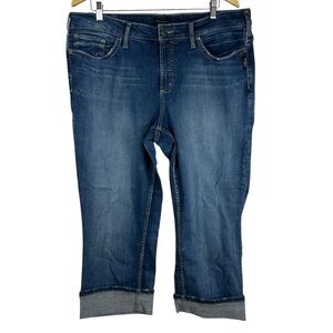 SILVER Capri Cuffed Blue Denim Jeans Women's Plus Size 18 / 22 1/2" inseam